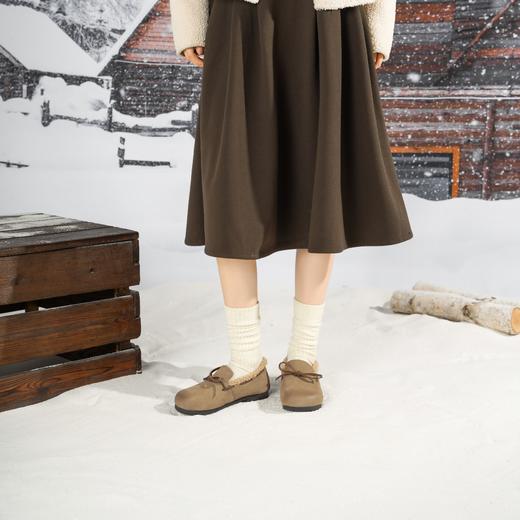 西村名物2025年冬季新款舒软平底防滑加绒内里保暖豆豆鞋全包勃肯鞋T25DM49101 商品图4