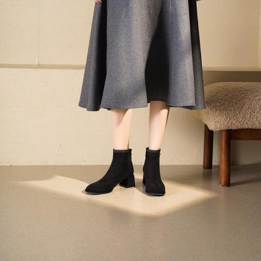 西村名物2025年冬季新款短筒粗跟气质瘦瘦靴切尔西靴T25DS49571 商品图2