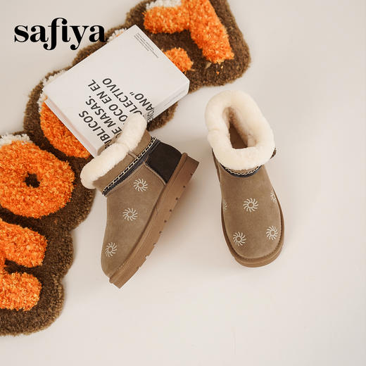 Safiya/索菲娅2025艺术家联名兔耳松果厚底加绒百搭保暖雪地靴SFD411A288 商品图2