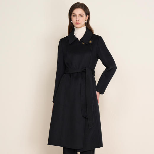 EITIE爱特爱气质英伦翻领收腰显瘦黑色羊毛呢子大衣秋冬新款D2514907大衣 商品图2