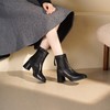 西村名物2025年冬季新款法式粗跟时装短靴舒适显瘦气质切尔西靴T25DS49591 商品缩略图4