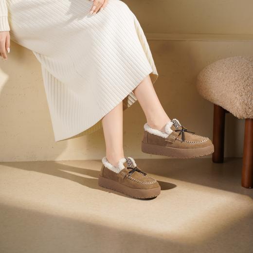 西村名物2025年冬季新款一脚蹬加绒保暖勃肯鞋厚底休闲毛毛鞋豆豆鞋T25DM49151 商品图4