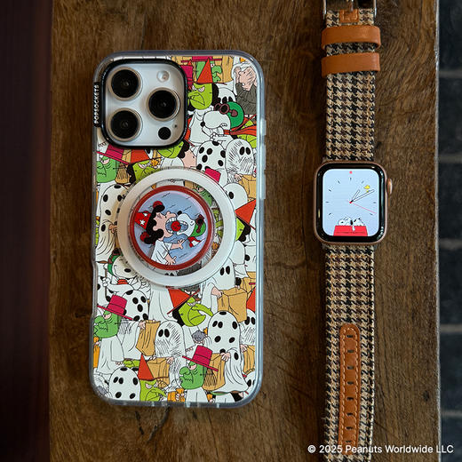 【等待南瓜大仙】是我的苹果！·MagSafe圆啪嗒 MAGSAFE磁吸手机气囊支架 Round圆啪嗒系列 流动划片 红色 史努比 Snoopy 商品图1