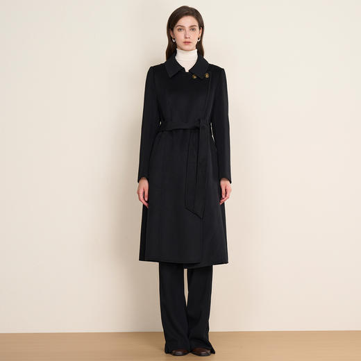 EITIE爱特爱气质英伦翻领收腰显瘦黑色羊毛呢子大衣秋冬新款D2514907大衣 商品图1