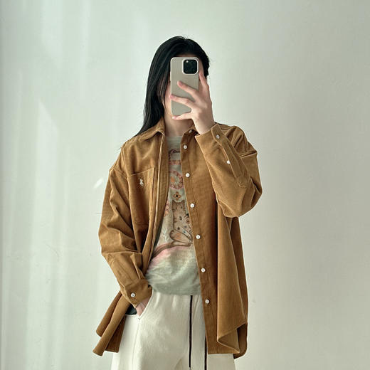 进口灯芯绒质感剪裁廓形设计休闲衬衫 商品图2