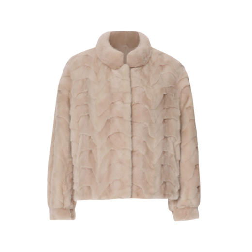 EITIE爱特爱高级感百搭燕麦色立领水貂毛皮草短外套冬季新款D2593917X 商品图5