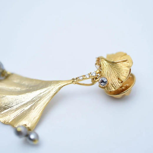 订购8周到｜Monshiro-ginkgo-银杏叶 玻璃珍珠 胸针［日本设计师］ 商品图4