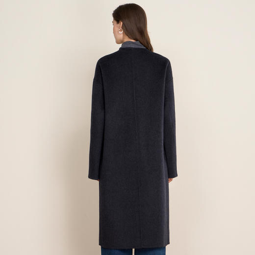 EITIE爱特爱气质清冷灰色围巾领直筒双面呢羊毛大衣秋冬新款D2514909大衣 商品图5