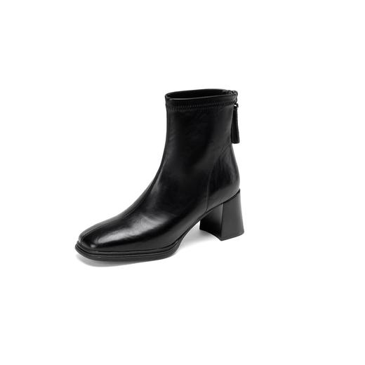 西村名物2025年冬季新款法式粗跟时装短靴舒适显瘦气质切尔西靴T25DS49591 商品图12