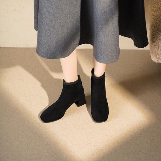 西村名物2025年冬季新款短筒粗跟气质瘦瘦靴切尔西靴T25DS49571 商品图1