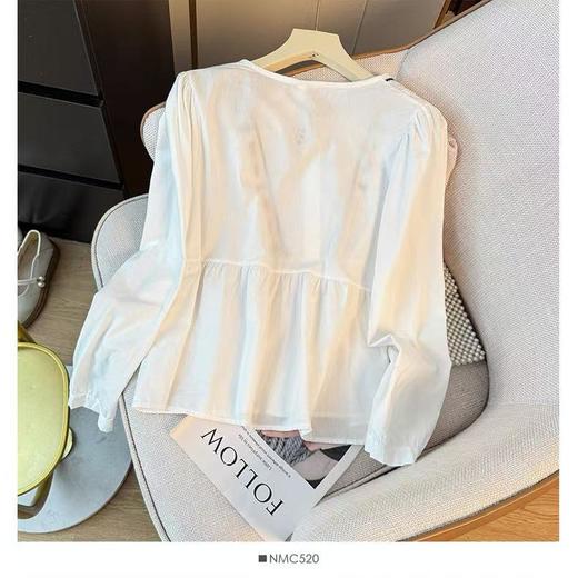 春季推荐2026→【自营】刺绣款～水洗棉635刺绣蕾丝边小衫上衣-喜出 商品图2