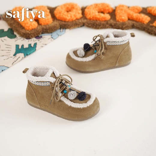 Safiya/索菲娅2025艺术家联名松果串珠系带百搭厚底加绒保暖短靴SFD411A025 商品图6