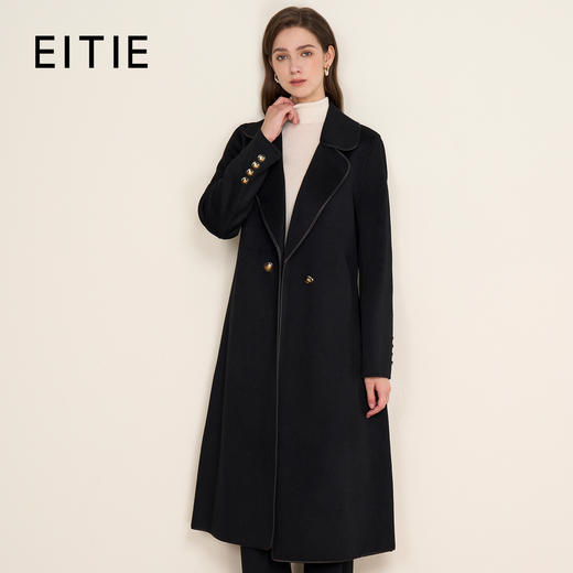 EITIE爱特爱气质时尚翻驳领腰带收腰长款羊毛呢大衣秋冬新D2514905 商品图0
