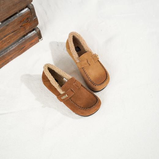 西村名物2025年冬季新款舒软平底加绒内里保暖全包勃肯鞋毛毛鞋豆豆鞋T25DM49091 商品图7