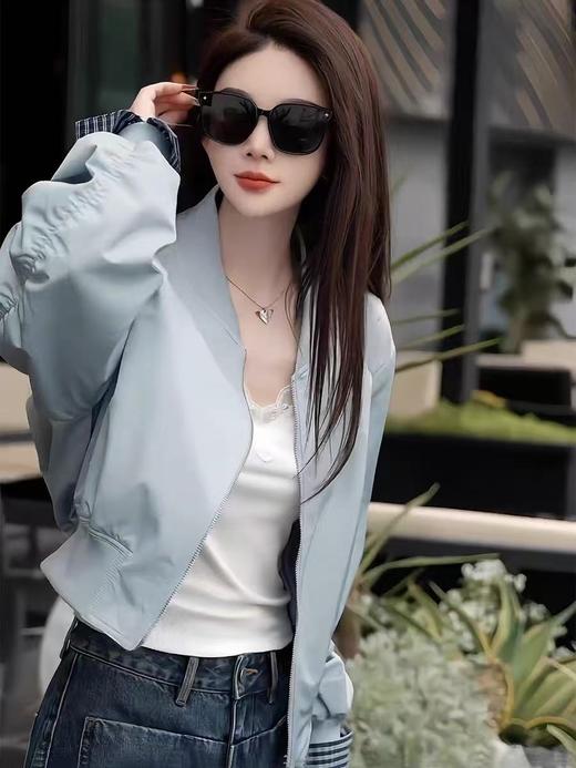 【秋上新】与慧辛品牌5825高级感品质拼接格子袖外套-喜出 商品图5