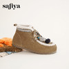 Safiya/索菲娅2025艺术家联名松果串珠系带百搭厚底加绒保暖短靴SFD411A025 商品缩略图3