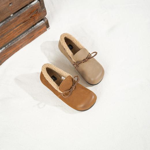 西村名物2025年冬季新款舒软平底防滑加绒内里保暖豆豆鞋全包勃肯鞋T25DM49101 商品图7