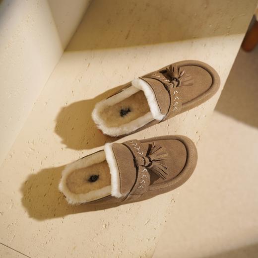 西村名物2025年冬季新款流苏毛毛底勃肯鞋时尚休闲加绒保暖女后空鞋T25DM49161 商品图6