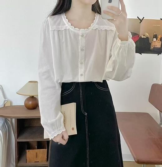 春季推荐2026→【自营】重工蕾丝~水洗棉560蕾丝长袖小衫上衣-喜出 商品图1