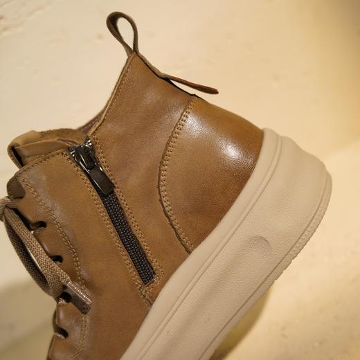 西村名物2025年冬季新款复古休闲短靴系带高帮马丁靴T25DS49611 商品图8