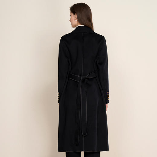 EITIE爱特爱气质时尚翻驳领腰带收腰长款羊毛呢大衣秋冬新D2514905 商品图5