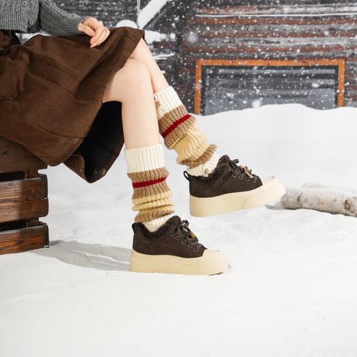西村名物2025年冬季新款加绒高帮厚底防滑休闲鞋板鞋T25DS49421 商品图2