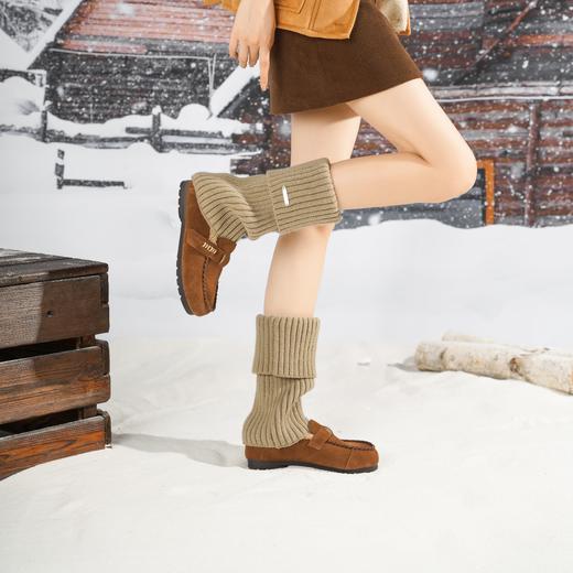 西村名物2025年冬季新款舒软平底加绒内里保暖全包勃肯鞋毛毛鞋豆豆鞋T25DM49091 商品图3