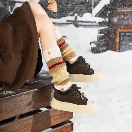 西村名物2025年冬季新款加绒高帮厚底防滑休闲鞋板鞋T25DS49421 商品图5