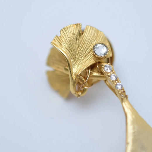 订购8周到｜Monshiro-ginkgo-银杏叶 玻璃珍珠 胸针［日本设计师］ 商品图5