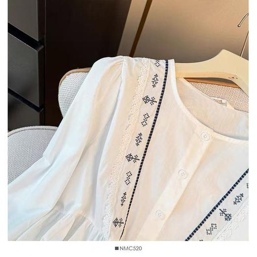 春季推荐2026→【自营】刺绣款～水洗棉635刺绣蕾丝边小衫上衣-喜出 商品图4