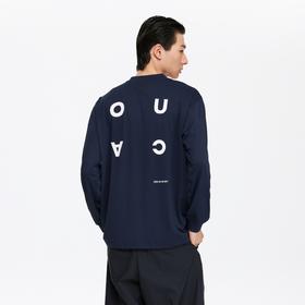 oneup网眼运动v领宽松印花长袖
