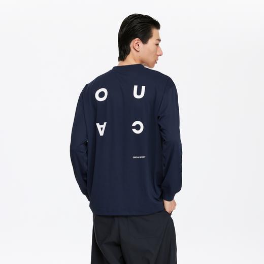 oneup网眼运动v领宽松印花长袖 商品图0