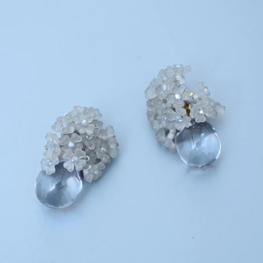 订购8周到｜Monshiro-ajisai-绣球 水晶 耳环（灰色）［日本设计师］ 商品图1