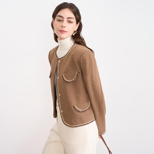 EITIE爱特爱复古高级感优雅气质小香风显瘦短外套秋冬新款D2503911 商品图2