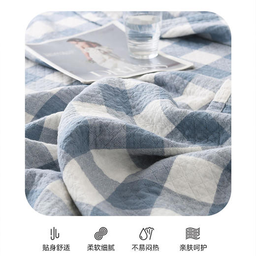 【多样屋专柜】多样屋全棉小格毛巾被/枕套-粉，灰，蓝3色任选150*200cm/200*230cm 商品图2