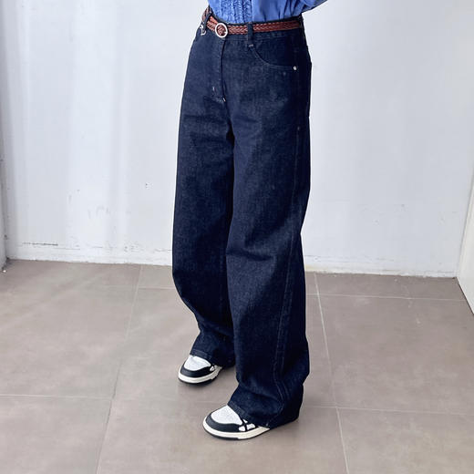 深蓝色设计感牛仔裤 商品图2