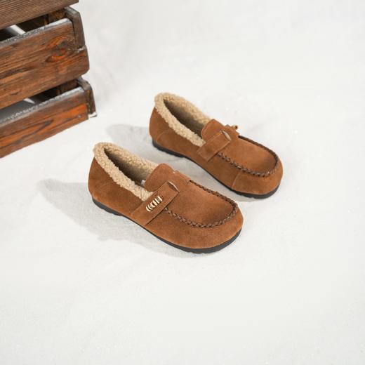 西村名物2025年冬季新款舒软平底加绒内里保暖全包勃肯鞋毛毛鞋豆豆鞋T25DM49091 商品图8