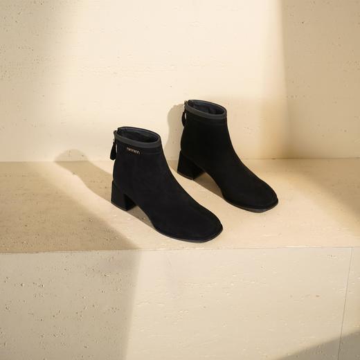 西村名物2025年冬季新款短筒粗跟气质瘦瘦靴切尔西靴T25DS49571 商品图6