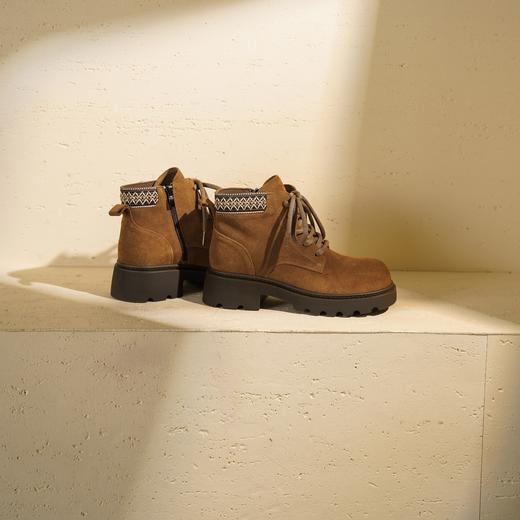 【绒里可选】西村名物2025年冬季新款英伦风厚底防滑系带马丁靴T25DS49801 商品图8