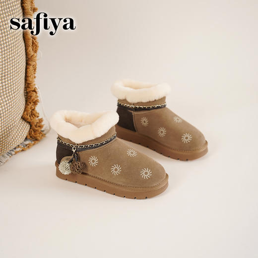 Safiya/索菲娅2025艺术家联名兔耳松果厚底加绒百搭保暖雪地靴SFD411A288 商品图3