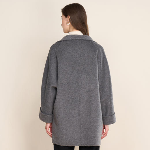 EITIE爱特爱复古宽松法式优雅立领一手长羊绒呢子大衣冬新款D2514901 商品图9