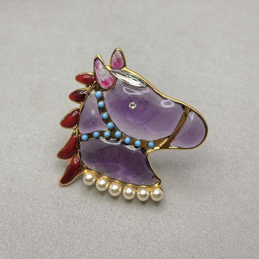北京仓｜Gripoix Paris-vintage Horse-大红大紫 小萌马 胸针［法国设计师］ 商品图4