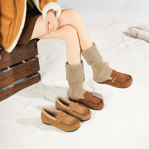 西村名物2025年冬季新款舒软平底加绒内里保暖全包勃肯鞋毛毛鞋豆豆鞋T25DM49091 商品图0