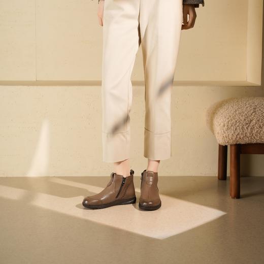 【绒里可选】西村名物2025年冬季新款厚底小坡跟舒软切尔西靴T25DS49231 商品图3