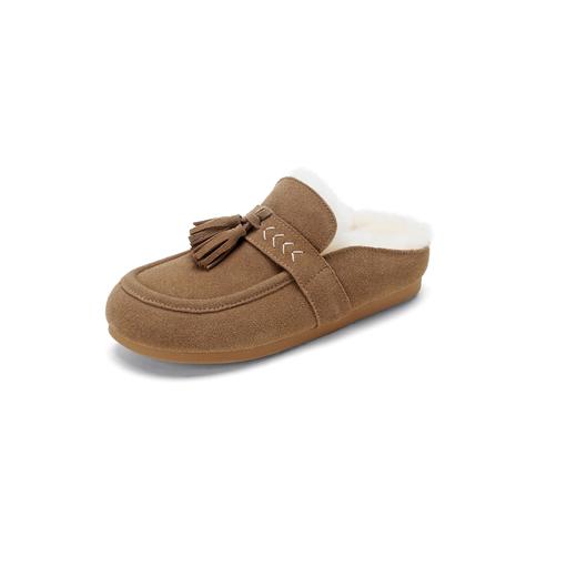 西村名物2025年冬季新款流苏毛毛底勃肯鞋时尚休闲加绒保暖女后空鞋T25DM49161 商品图13