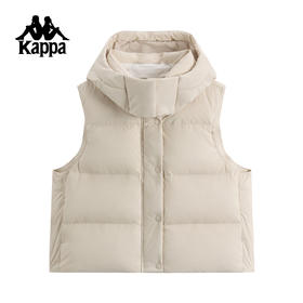 Kappa卡帕背靠背羽绒马甲女款2025新款冬季保暖连帽背心外套上衣K0F82NY81