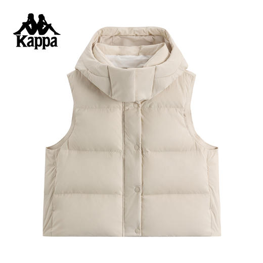 Kappa卡帕背靠背羽绒马甲女款2025新款冬季保暖连帽背心外套上衣K0F82NY81 商品图0