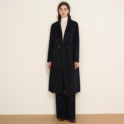 EITIE爱特爱气质时尚翻驳领腰带收腰长款羊毛呢大衣秋冬新D2514905 商品图2