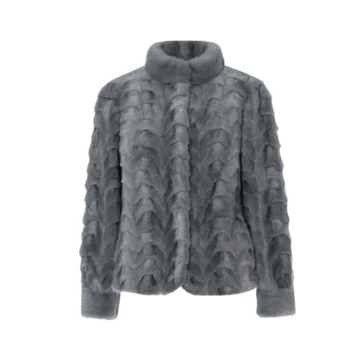 EITIE爱特爱时尚小立领浅蓝色轻奢直筒水貂毛皮草外套冬新款D2593907X 商品图5