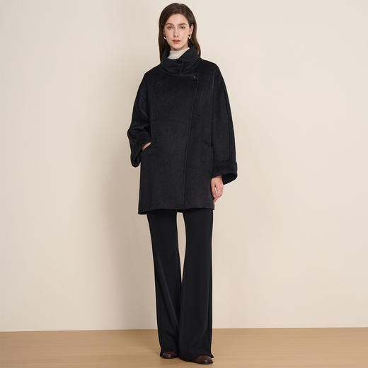 EITIE爱特爱复古宽松法式优雅立领一手长羊绒呢子大衣冬新款D2514901 商品图4